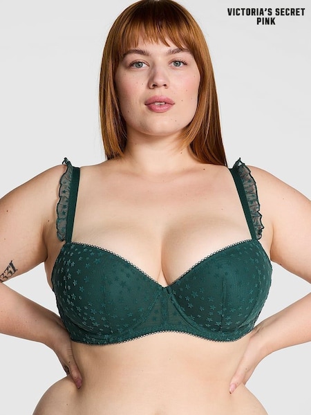 Victoria's Secret PINK Deep Forest Green Balcony Star Chaser Lace Bra (E68641) | €40