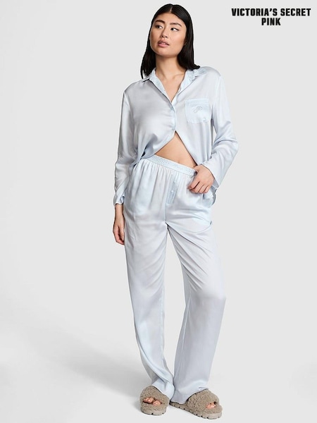 Victoria's Secret PINK Hydrangea Blue Diamante Long Pyjama Set (E68642) | €68
