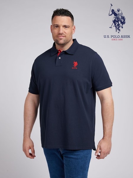 U.S. Polo Assn. Blue Mens Big & Tall Player 3 Pique 100% Cotton Polo Shirt (E68813) | €54