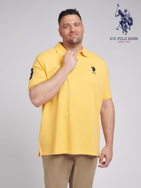 U.S. Polo Assn. Yellow Mens Big & Tall Player 3 Pique 100% Cotton Polo Shirt (E68815) | €77