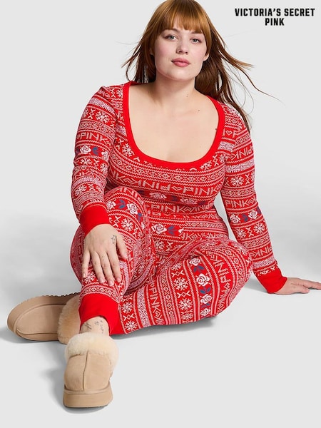 Victoria's Secret PINK Vermillion Red Thermal Long Pyjama Set (E68874) | €27