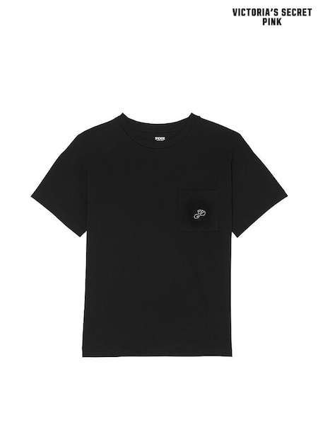 Victoria's Secret PINK Black Diamante Cotton Pyjama T-Shirt (E68890) | €22