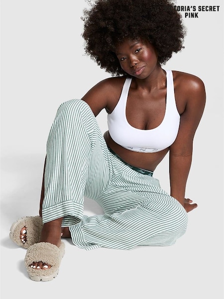 Victoria's Secret PINK Deep Forest Green Stripe Trouser Pyjama Bottoms (E68951) | €22