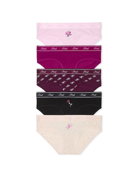 PINK Black/Purple/Nude/Pink Hipster 5 Pack Knickers (E68960) | €31