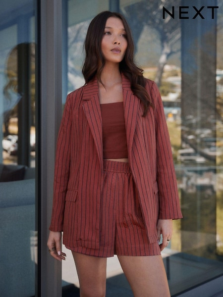 Rostbrun rand - Relaxed Textured Blazer (E68988) | kr780