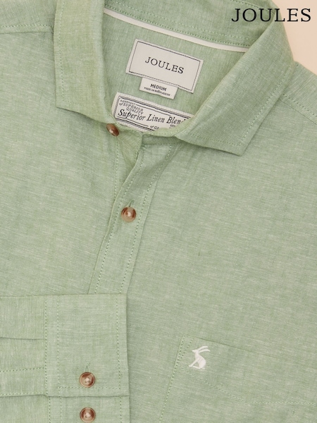 Joules Linen Blend Green Long Sleeve Shirt (E68995) | €60