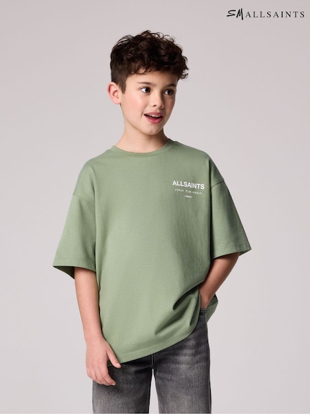 smALLSAINTS Sage Green Oversized Underground Crew 100% Cotton T-Shirt (E69009) | ₪111 - ₪131
