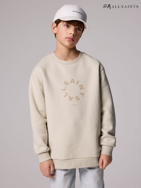 smALLSAINTS Beige Tierra Oversized Logo Crew Sweatshirt (E69014) | €42 - €48