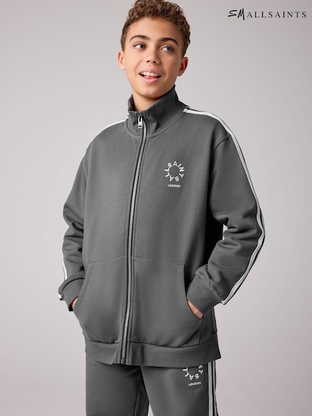 smALLSAINTS Charcoal Grey Tierra Logo Funnel Neck Zip Through Jacket (E69026) | AED210 - AED233