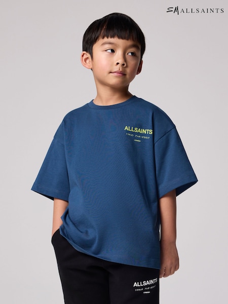 smALLSAINTS Navy/Lime Oversized Underground Crew 100% Cotton T-Shirt (E69027) | €29 - €34