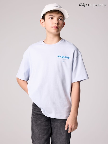 smALLSAINTS Light Blue Oversized Underground Crew 100% Cotton T-Shirt (E69032) | €29 - €34