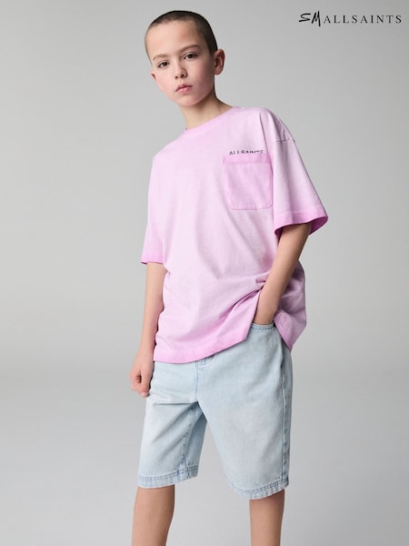 smALLSAINTS Purple Oversized Pocket Washed Crew T-Shirt (E69057) | ₪101 - ₪121