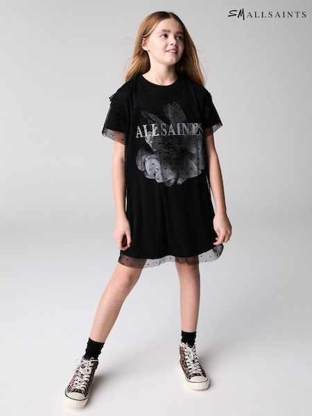 smALLSAINTS Girls Oversized Presila Floral Print Mesh T-Shirt Dress (E69130) | 238 LEI - 268 LEI