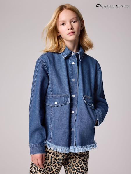 smALLSAINTS Blue Denim Girls Oversized Hettie 100% Cotton Denim Shacket (E69144) | €54 - €60