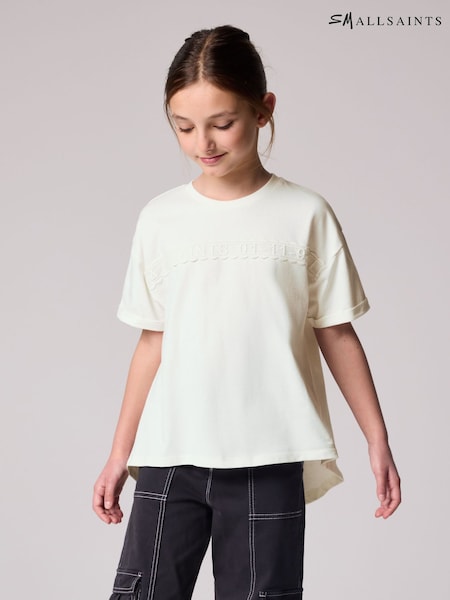 smALLSAINTS White Girls Logo Lace Pleat Back T-Shirt (E69146) | ₪141 - ₪161