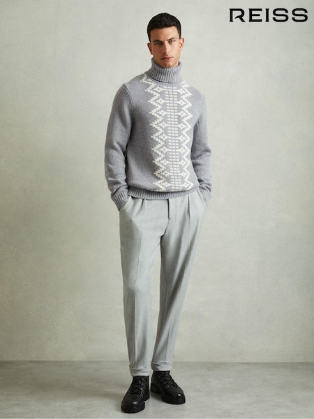 Reiss Grey Denvar Wool-Blend Roll-Neck Jumper (E69270) | €195