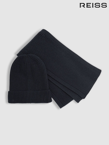 Reiss Chesterfield Set Ribbed Hat and Scarf Set (E69275) | €58
