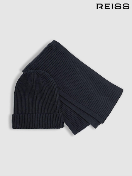 Reiss Chesterfield Set Ribbed Hat and Scarf Set (E69279) | €58