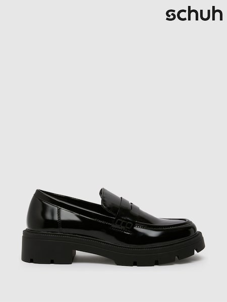 Schuh Livia Chunky Patent Black Loafers (E69307) | € 46