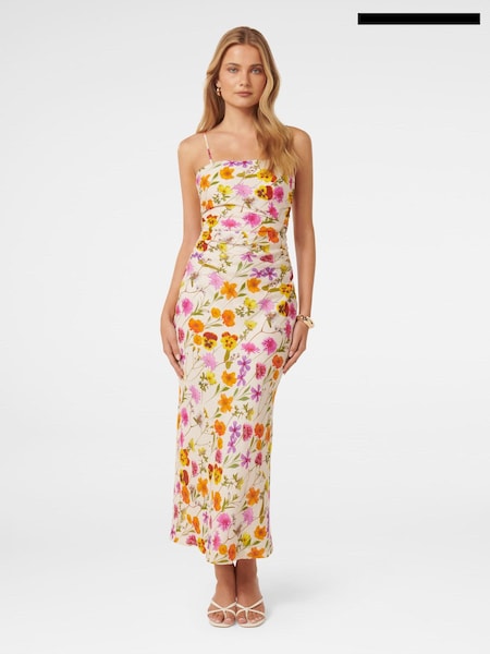 Forever New Cream Pure Linen Alana Strappy Midi Dress (E69611) | €60