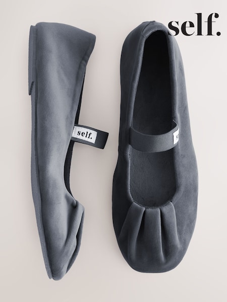 self. Charcoal Grey Ballet Slippers (E69617) | $22