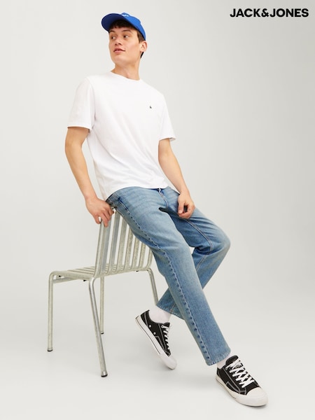 כחול  - Jack & Jones Chris Relaxed Fit 100% Cotton Jeans (E69627) | ‏151‏₪