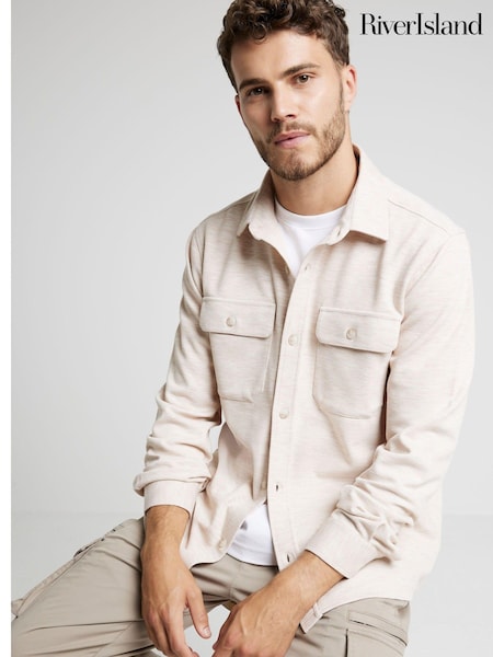 River Island Natural Regular Fit Long Sleeve 100% Cotton Jersey Coat Jacket (E69644) | €27