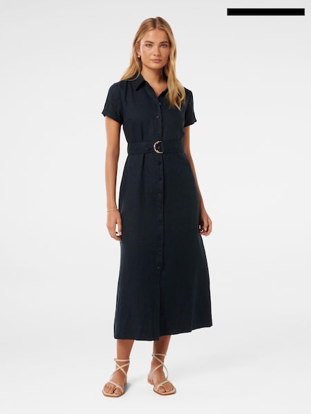 Forever New Black Pure Linen Briley Shirt Dress (E69665) | €66