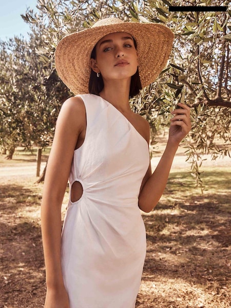 Forever New Serena One Shoulder Mini Dress with a Touch of Linen (E69667) | €58