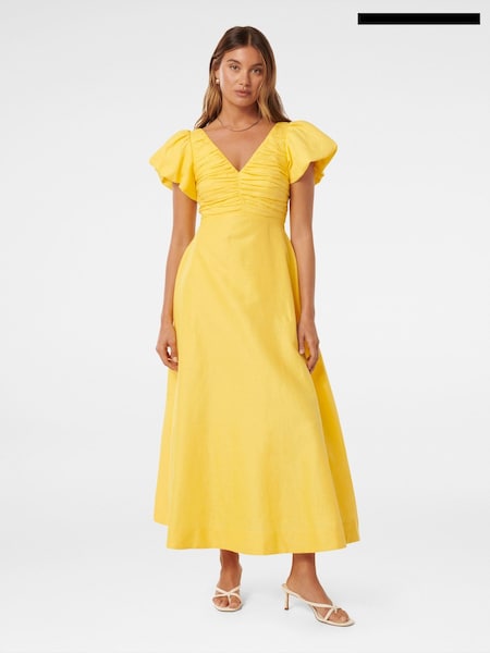 Forever New Pure Linen June Ruched Midi Dress (E69675) | €86