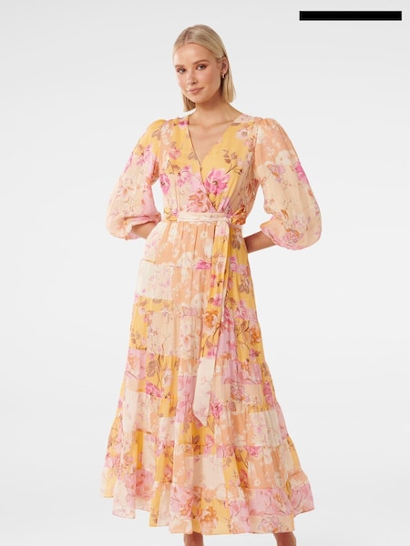 Forever New Orange Imogen Tiered Wrap Midi Dress (E69691) | €84