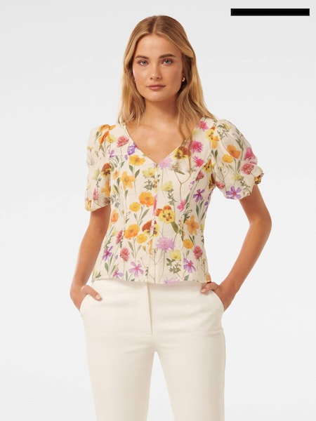 Forever New Cream Charlotte V-Neck Top (E69699) | €31