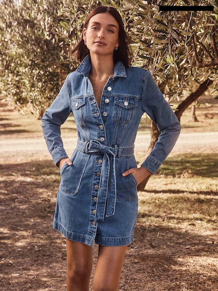 Forever New Blue 100% Cotton Raelyn Denim Dress (E69706) | €51