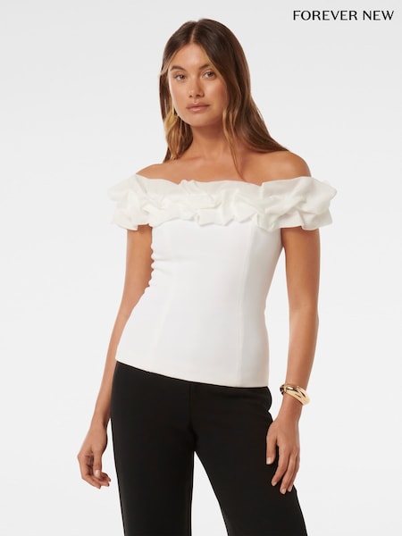 Forever New Stephanie Ruffle Crepe Bustier Top (E69714) | 78 €
