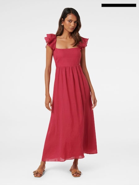 Forever New Red Darla Petite Flutter Sleeves Midi Dress (E69718) | €66