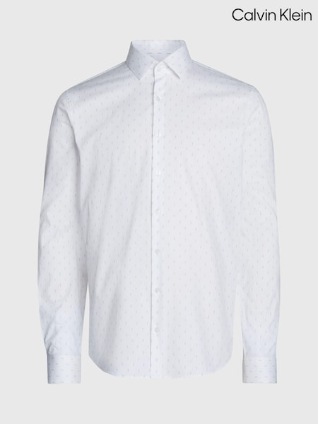 Calvin Klein White Poplin Leaf Print Slim Shirt (E69740) | €53