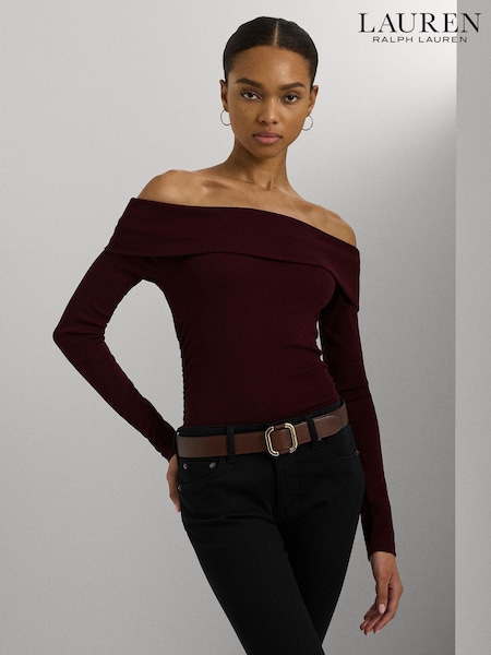 Rot - Lauren Ralph Lauren Cotton-Blend Off-the-Shoulder Top (E69748) | 93 €