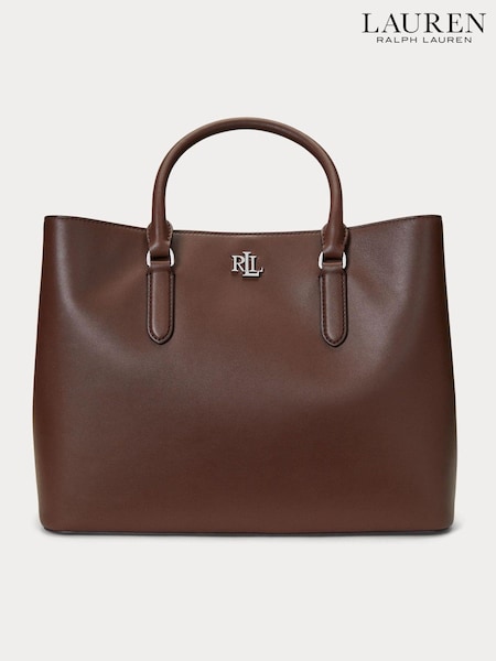 Lauren Ralph Lauren Leather Large Marcy Satchel Bag (E69752) | 501 €