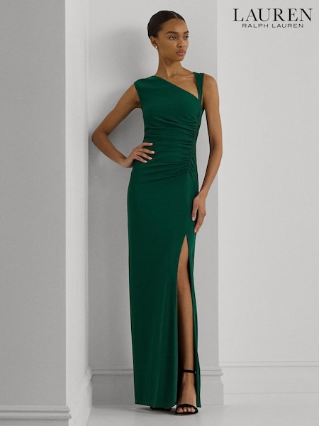 Lauren Ralph Lauren Ruched Sleeveless Stretch 100% Cotton Jersey Gown Dress (E69755) | €171