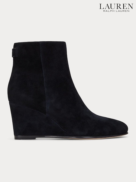 Negro - Lauren Ralph Lauren Sherry Suede Wedge Heeled Boots (E69765) | 310 €