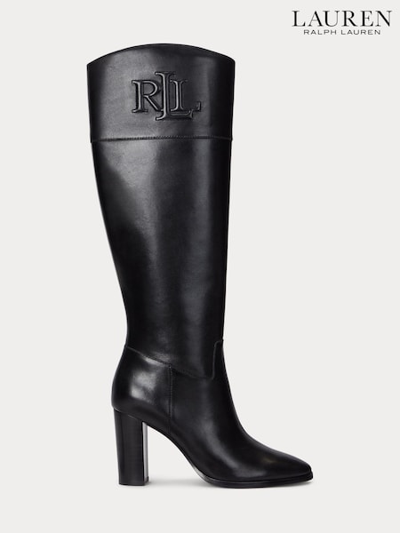 Negru - Cizme înalte cu toc din piele cu logo Lauren Ralph Lauren Page II (E69771) | 1,558 LEI