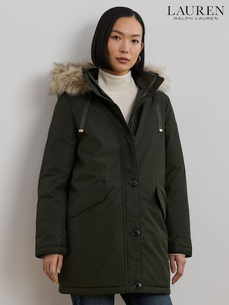 Lauren Ralph Lauren Texture Puffer Faux Fur Hood Coat (E69775) | €406