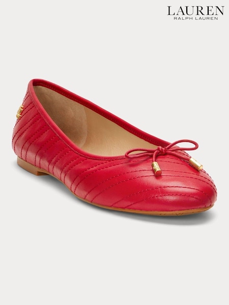 rdeča - Lauren Ralph Lauren Jayna Stitched Leather Ballet Flats (E69808) | € 119