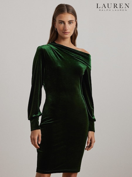 Lauren Ralph Lauren Green Luxe Velvet Dress (E69837) | €370