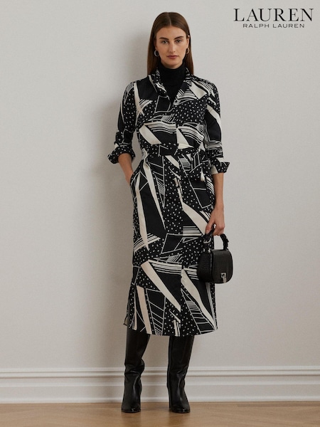 Lauren Ralph Lauren Twill Patterned Belted Shirt Dress (E69838) | €151
