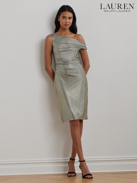 Lauren Ralph Lauren Green One-Shoulder Cocktail Dress (E69845) | €198