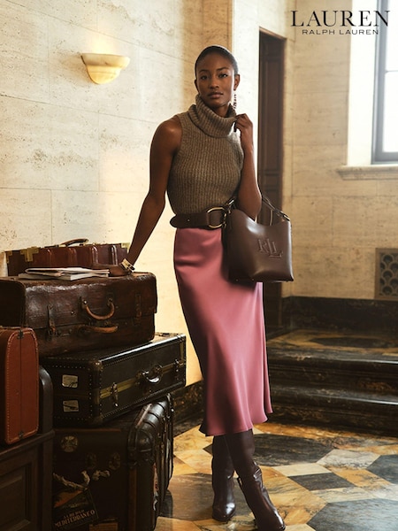 Lauren Ralph Lauren Satin Charmeuse Midi Skirt (E69857) | 706 LEI