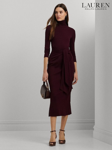 Roșu - Lauren Ralph Lauren Cravată-Front Turtleneck Rochie (E69869) | 789 LEI