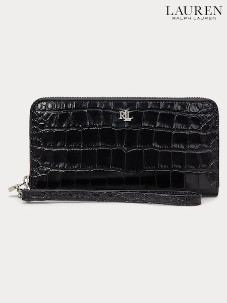 Lauren Ralph Lauren Glossy Croc Leather Wrist Zip Purse Bag (E69878) | €159