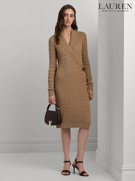 Lauren Ralph Lauren Cable-Knit Buckle-Trim Sweater Dress (E69884) | 1,165 LEI